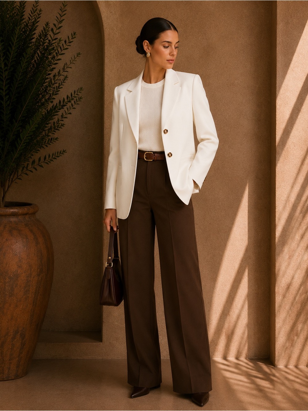 Commense White Linen Cotton Blazer S | Minimalist Tailored Jacket